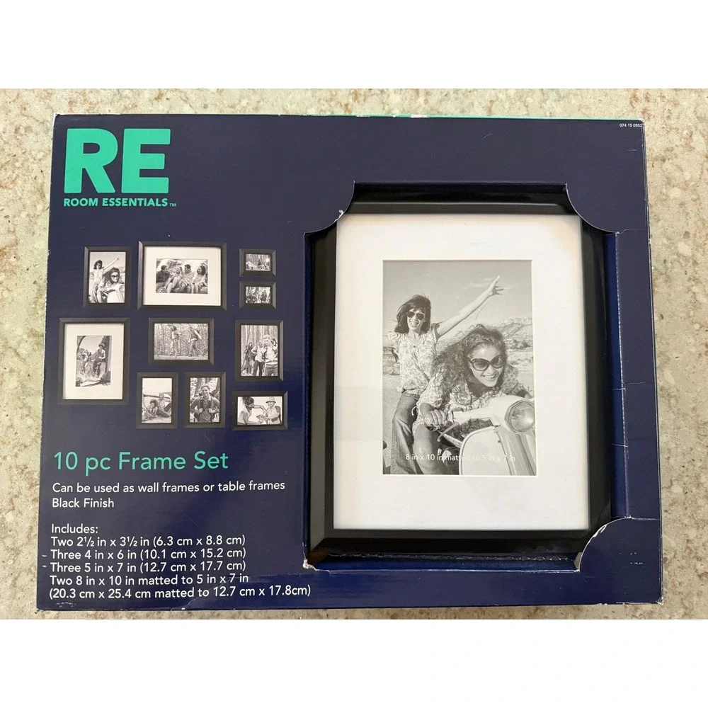 Room Essentials 10 pc Frame Set Black Finish Wall or Table Gallery Wall
